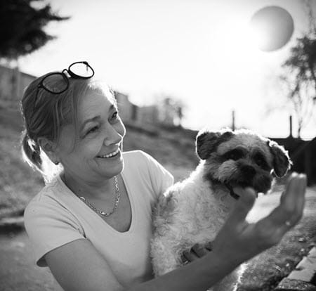 woman and her dog