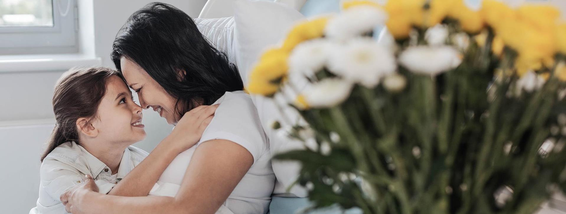 Mother and daughter at hospital