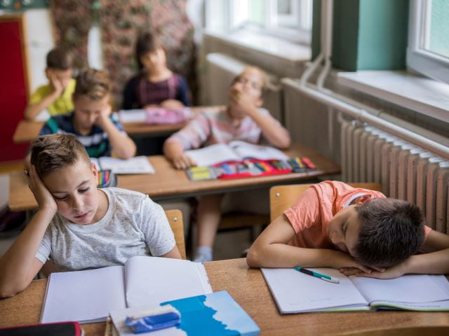 Kids sleeping at desks