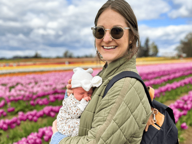 Aubrey and baby Sabrina at the Tulip Festival 2024