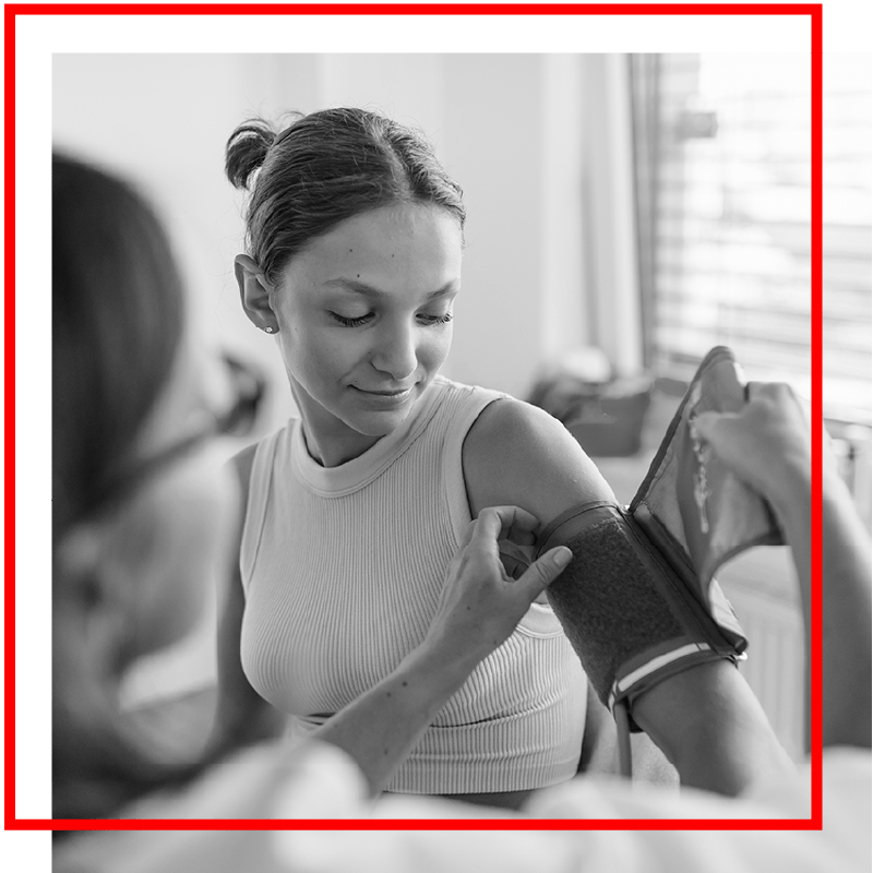 Patient getting blood pressure taken