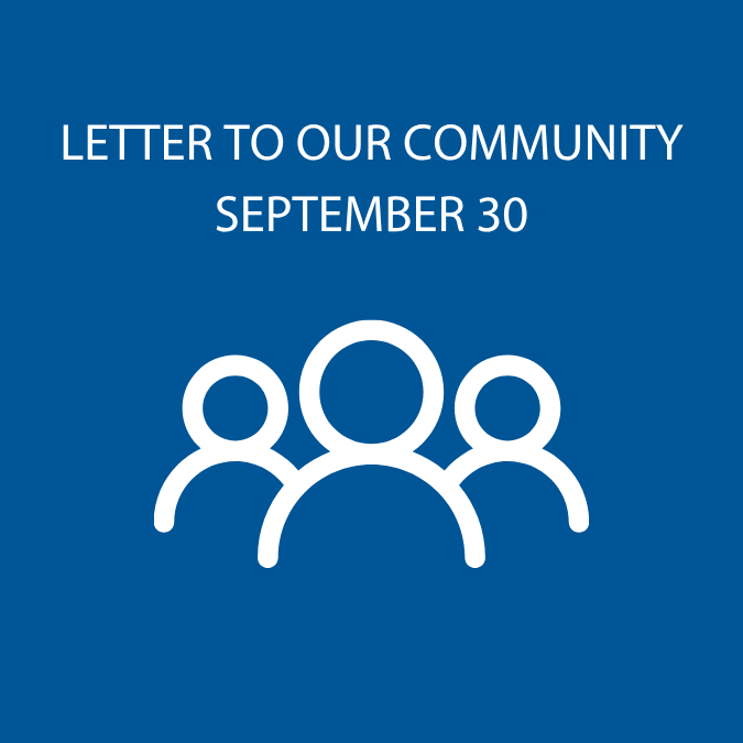 Letter to our Community - September 30