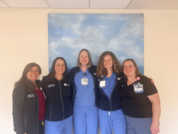 From Left to Right in the photo: Ilyse (Speech Therapy), Courtney (Occupational Therapy), Dianne (Physical Therapy), Tonya (Physical Therapy), and Sarah (Occupational Therapy)