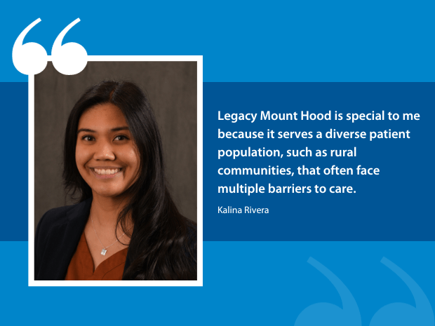 blue graphic image with quote and Kalina Rivera headshot photo