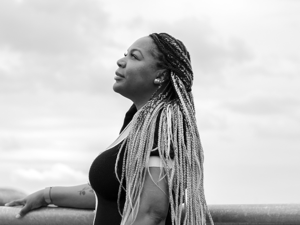 Black and white photo of Chartisha Roberts