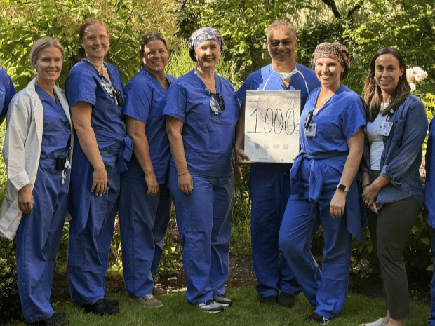 Photo of Legacy Health team who worked on left atrial appendage occlusion or LAAO and transcatheter aortic valve replacement or TAVR