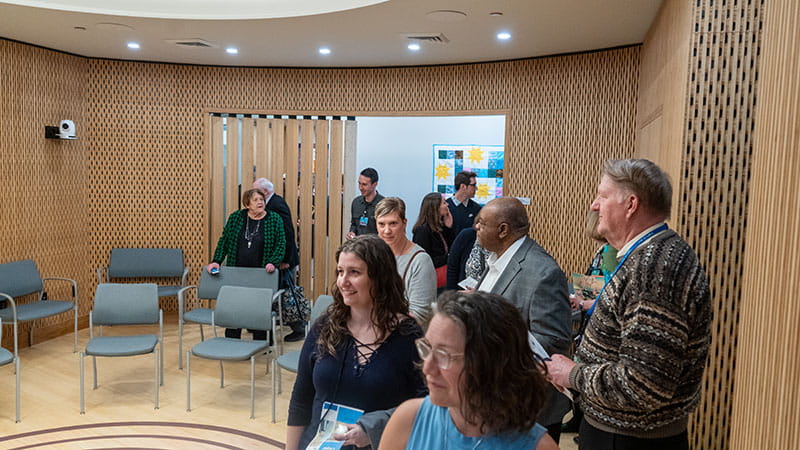 Guests get a first look at the newly opened Interfaith Chapel.